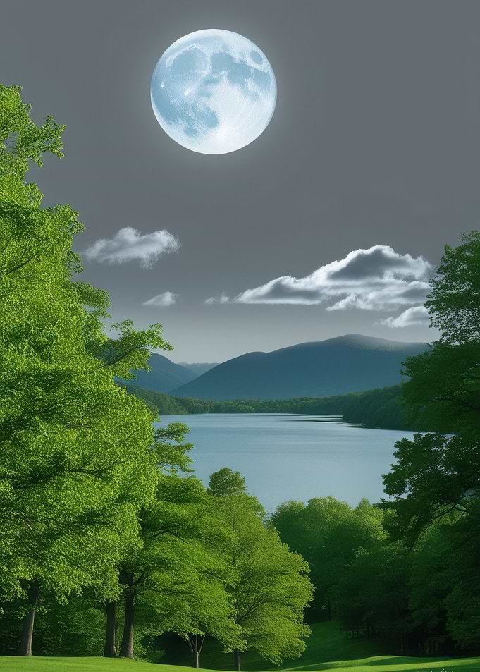 Full Moon Over Lake