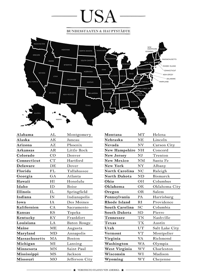 USA States & Capitals Map