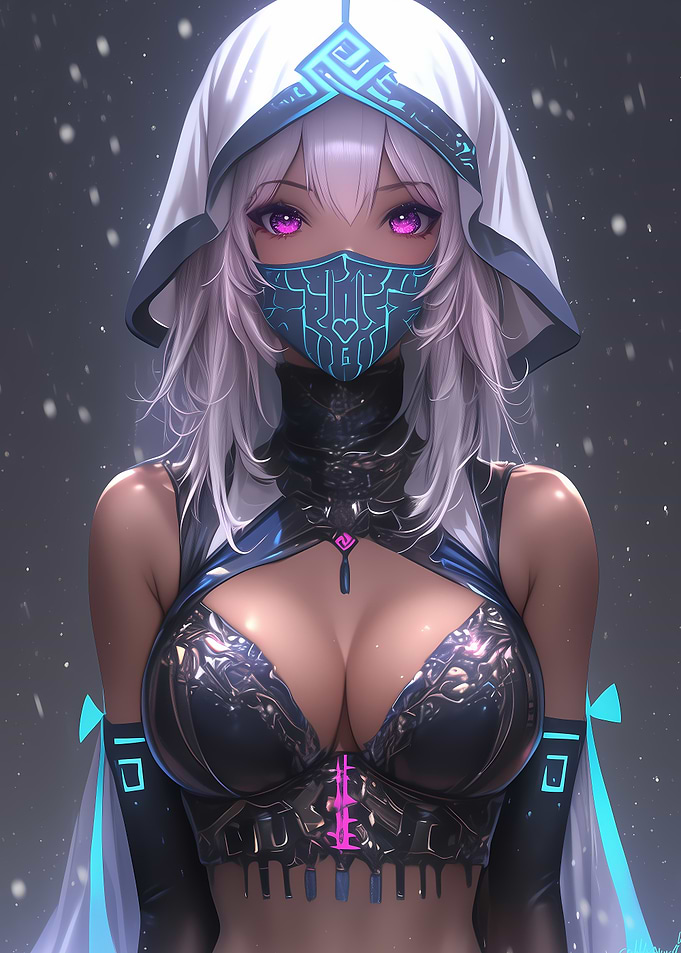 Anime Girl with Mask Gaming Waifu