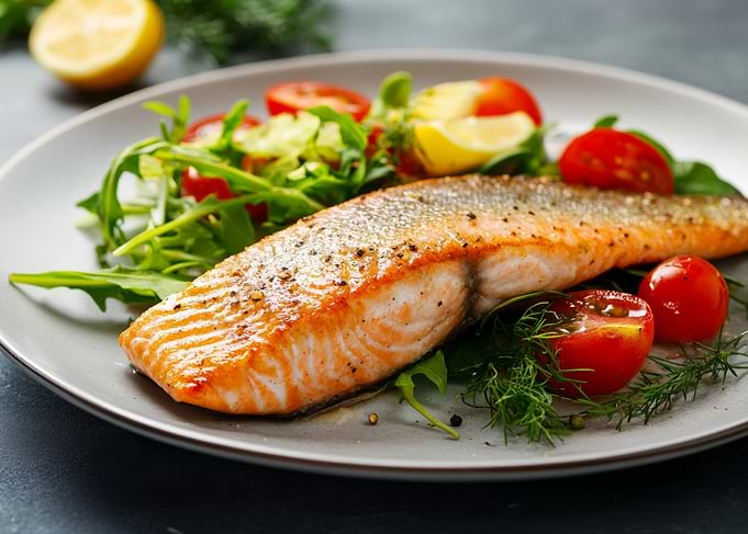 Grilled Salmon with Salad