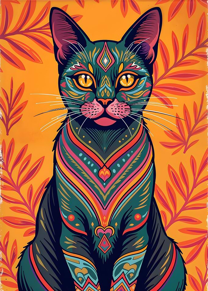 Colorful Cat Illustration