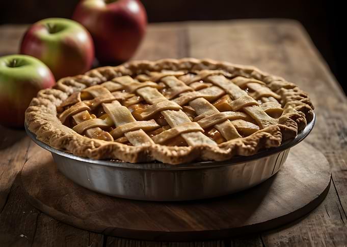 Apple Pie on Wooden Table