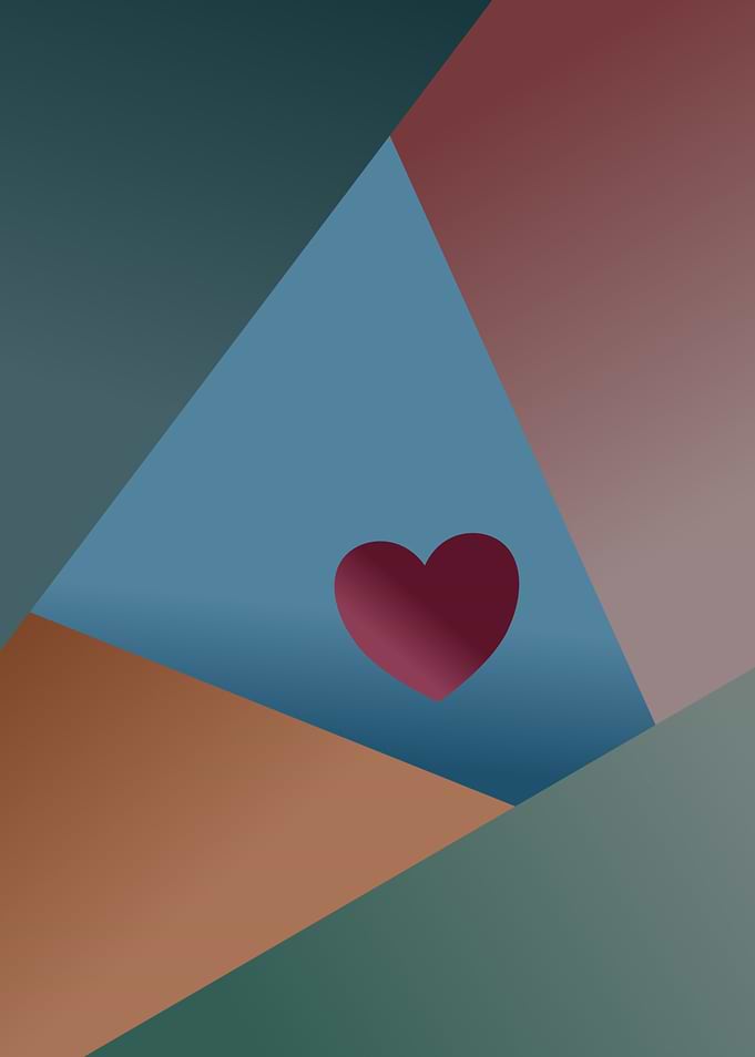 Abstract Heart Design with Geometric Shapes