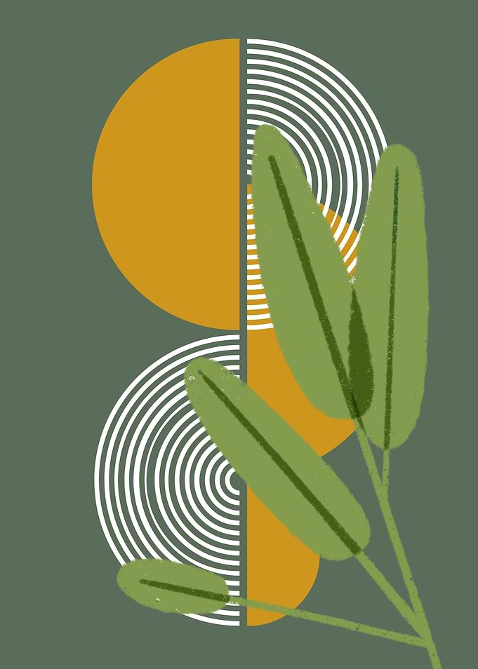 Abstract Green & Yellow Art