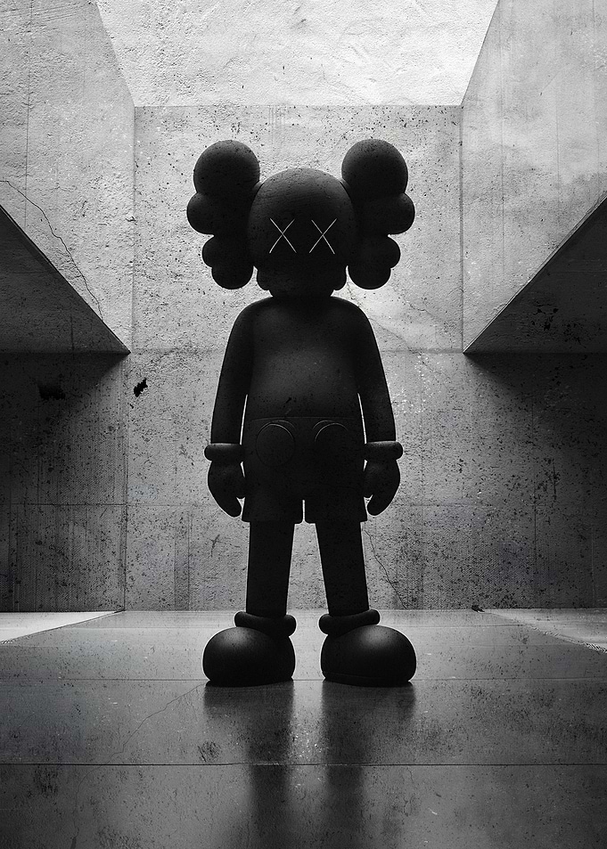 Black Kaws in Hypebeast Concrete Room