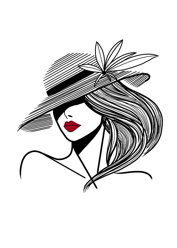 Woman in Hat with Flower