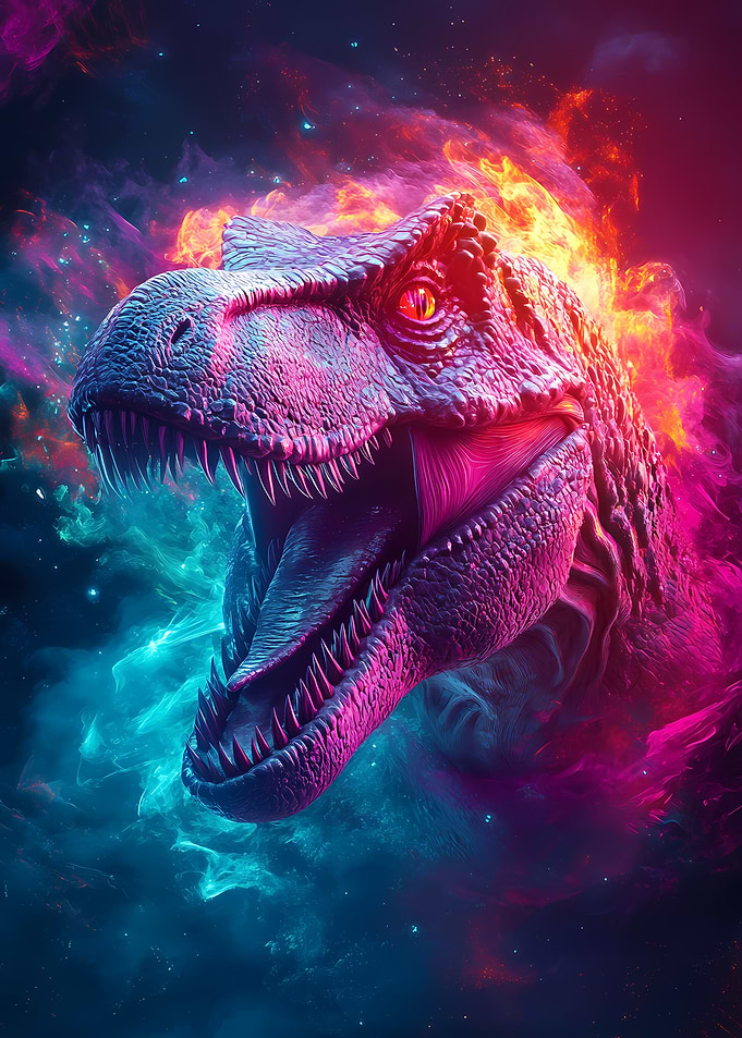 Fiery T-Rex in Space