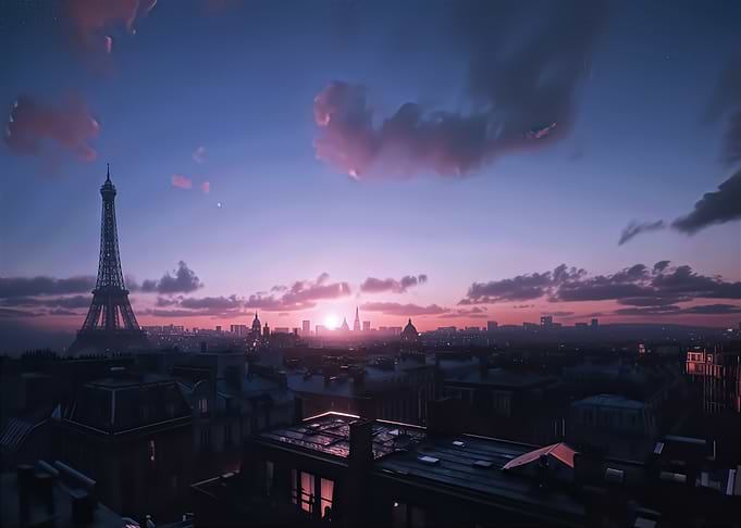 Paris Skyline Sunset