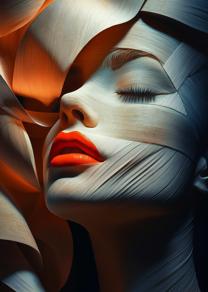 Woman's Face Wrapped in Fabric