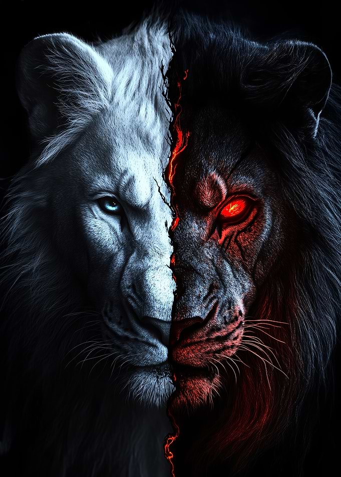White and Black Lion