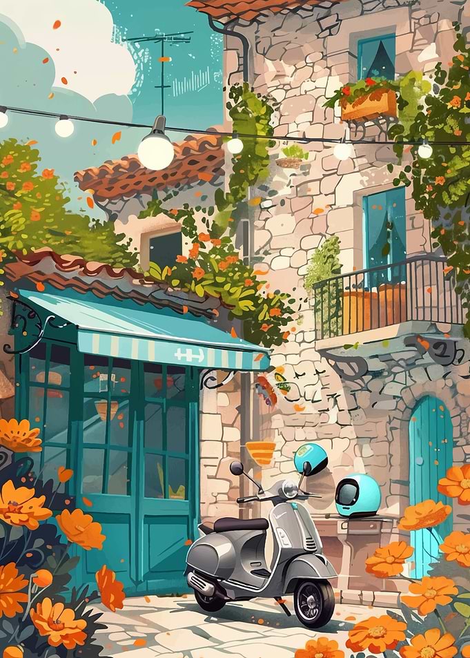 Italian Scooter in Front of caffee