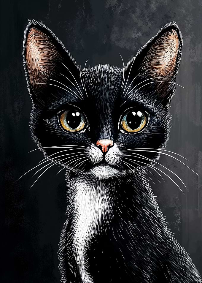 Black and White Kitten Portrait