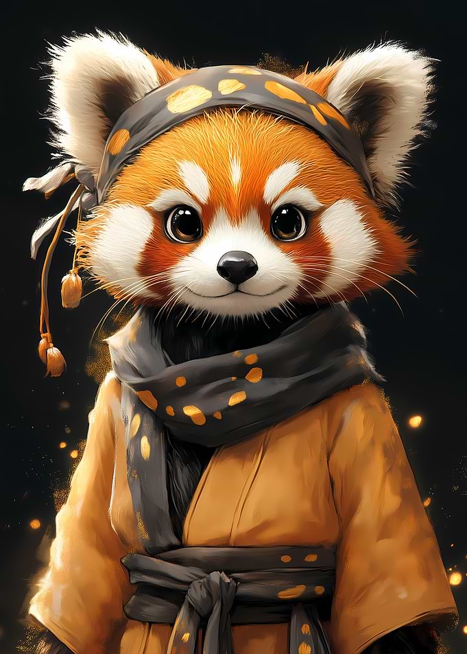 Red Panda in Kimono Animal
