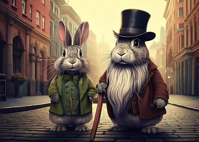 Two Rabbits in Suits