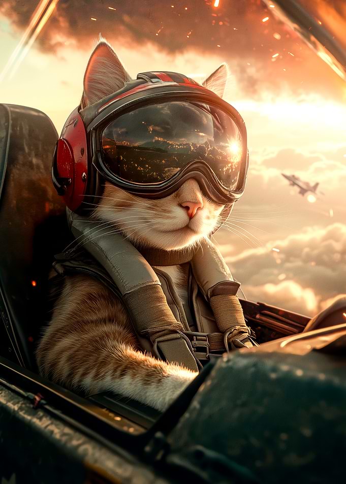 Cat Pilot in Cockpit