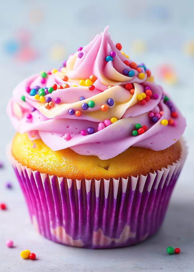 Frosted Cupcake with Sprinkles