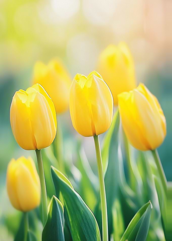 Yellow Tulips in Sunlight