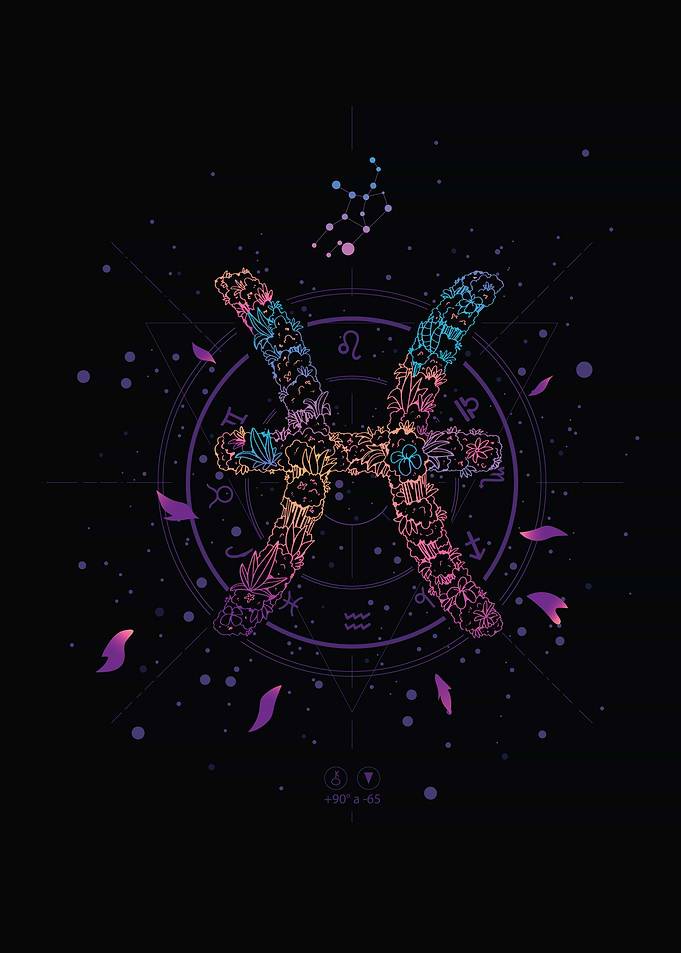 Floral Pisces Zodiac Constellation