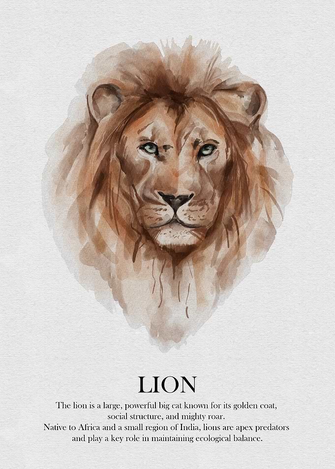Lion Watercolor Portrait