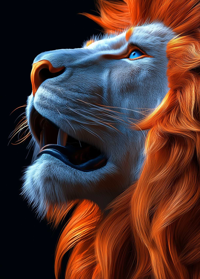White Lion with Orange Mane
