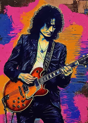 James Patrick Page Guitarist in Pop Art Style