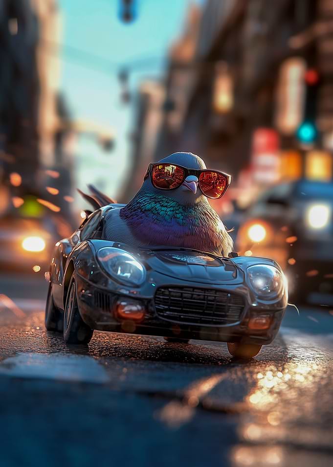 Pigeon in a Sports Car