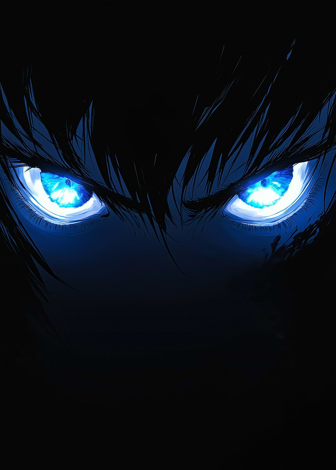 Anime Eyes with Blue Glow