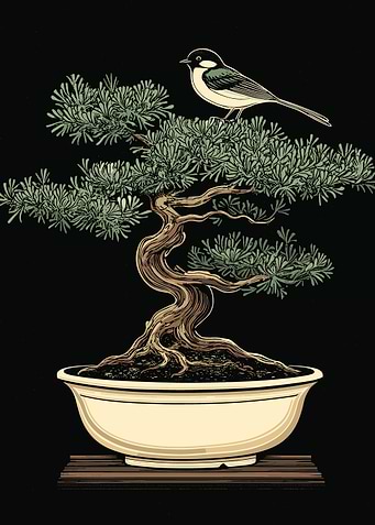 Bonsai Tree with Bird