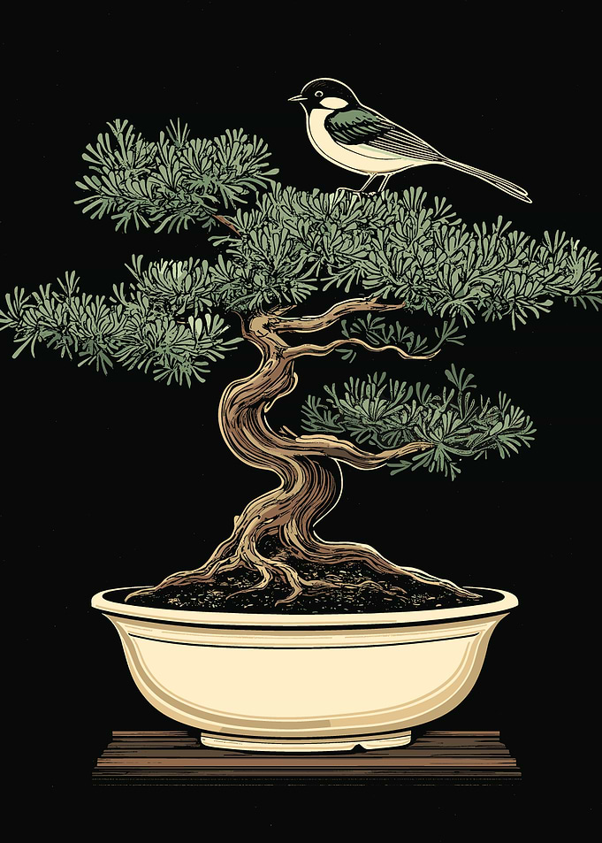 Bonsai Tree with Bird