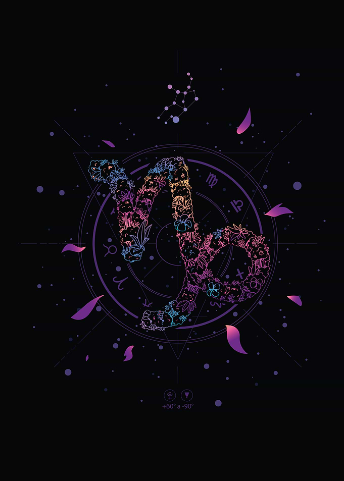 Floral Capricorn Zodiac Constellation