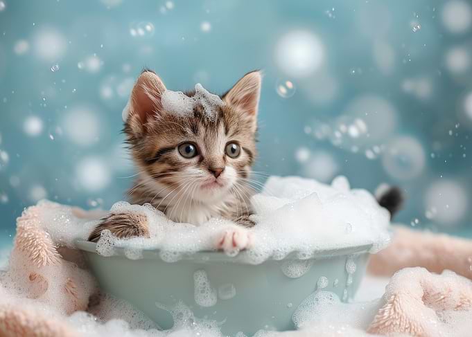 Kitten in a Bubble Bath