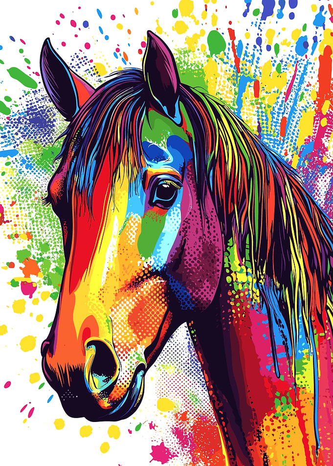 Rainbow Pop Art Horse Portrait