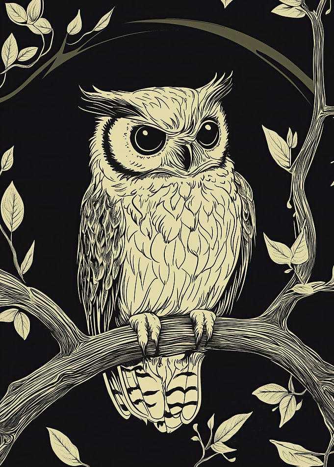 Owl in Tree Branch