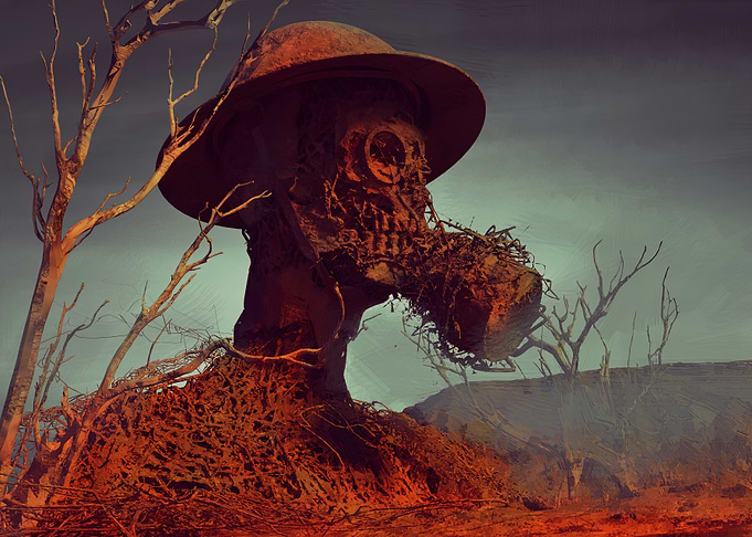 Zdzislaw Beksinsk War-Torn Soldier Statue