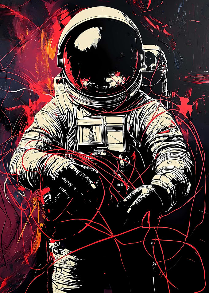 Astronaut in Red cabel