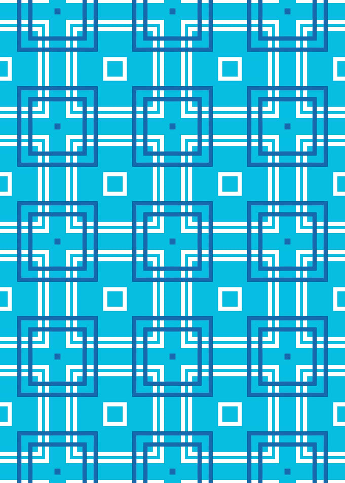 Blue and White Square Geometric Pattern