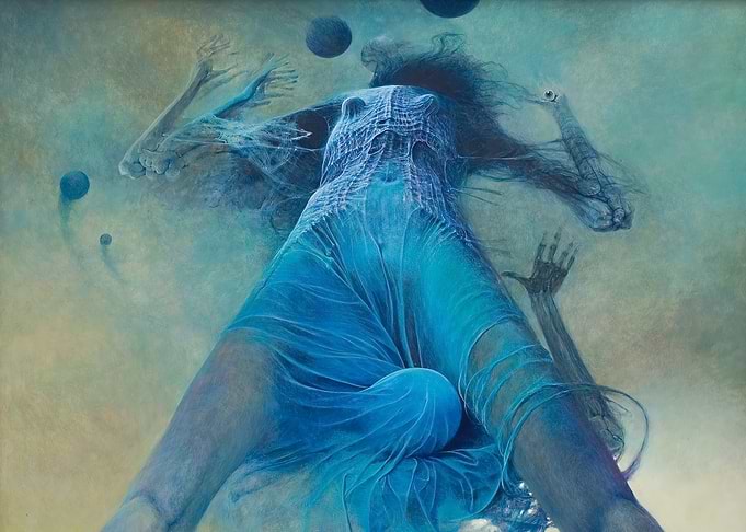 Surreal Woman in Blue by Zdzislaw Beksinsk