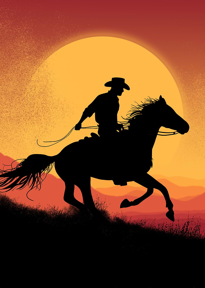 Cowboy Silhouette Sunset