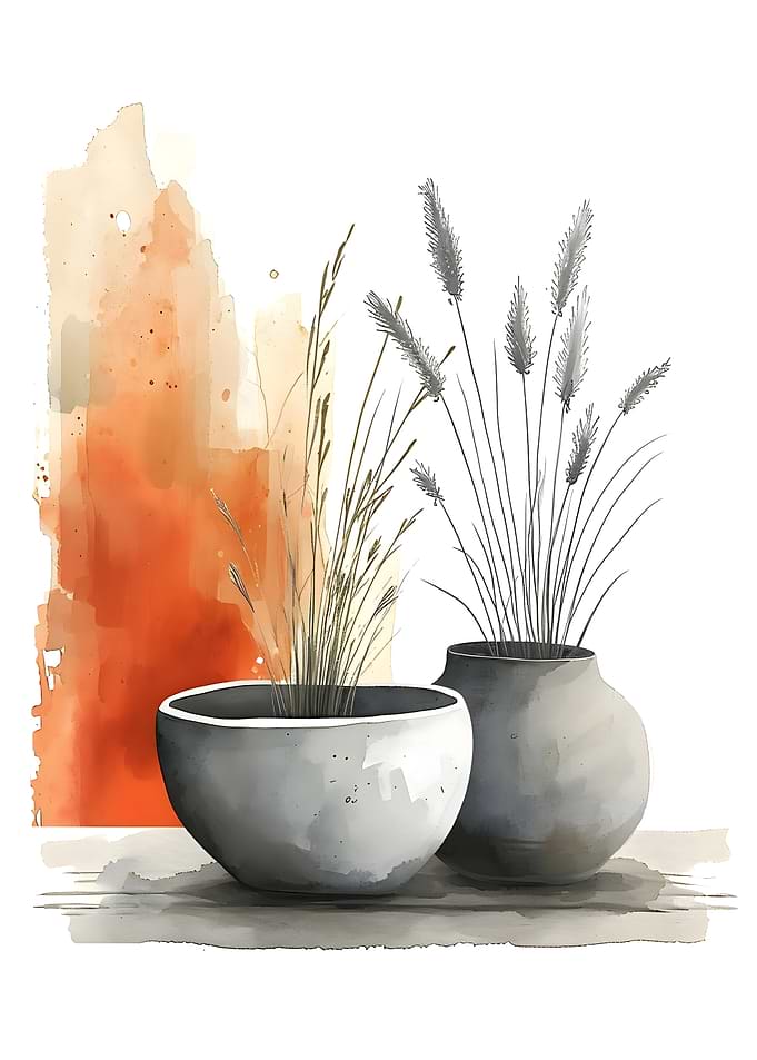 Minimalistic Watercolor Plant Pots