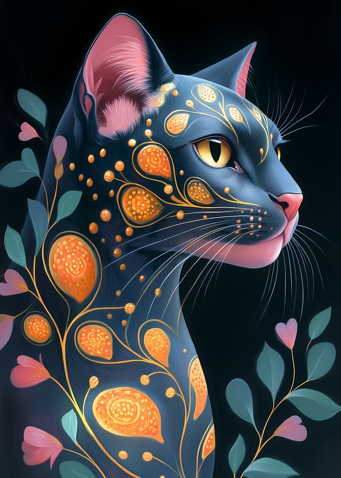Ornate Bombay Cat Portrait Animal