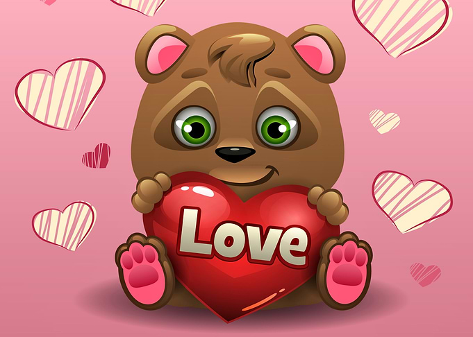 Cute Bear Holding Heart