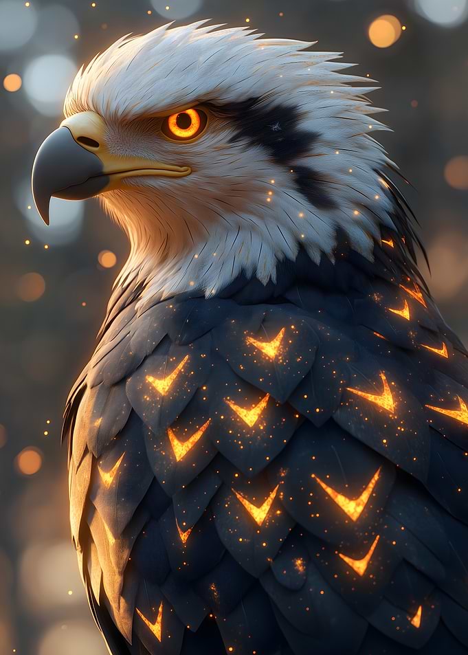 Fiery Eagle Portrait Animal