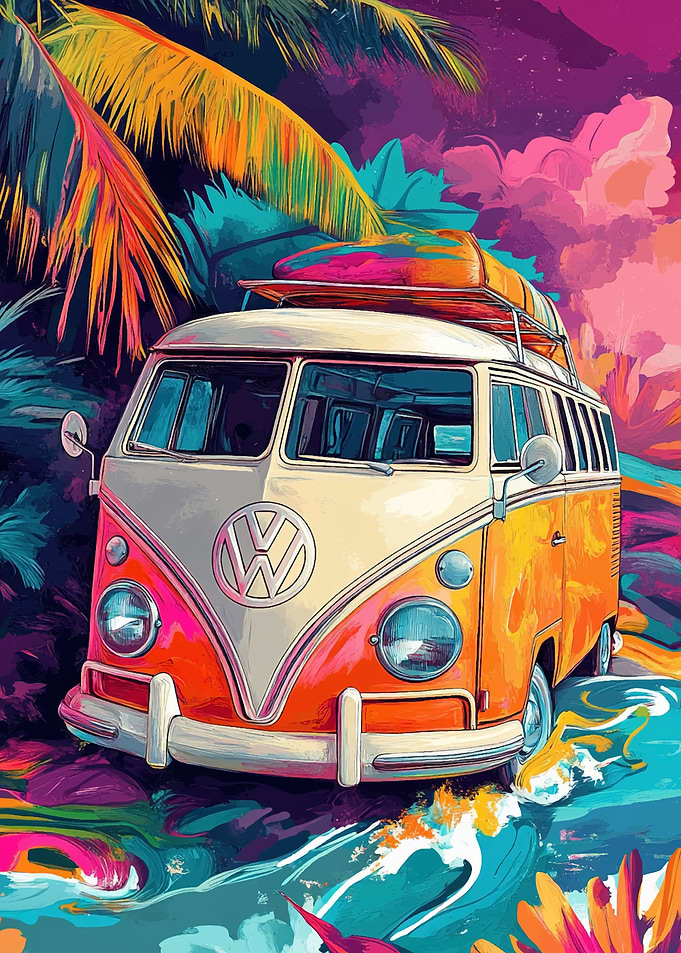 VW Van Tropical Sunset