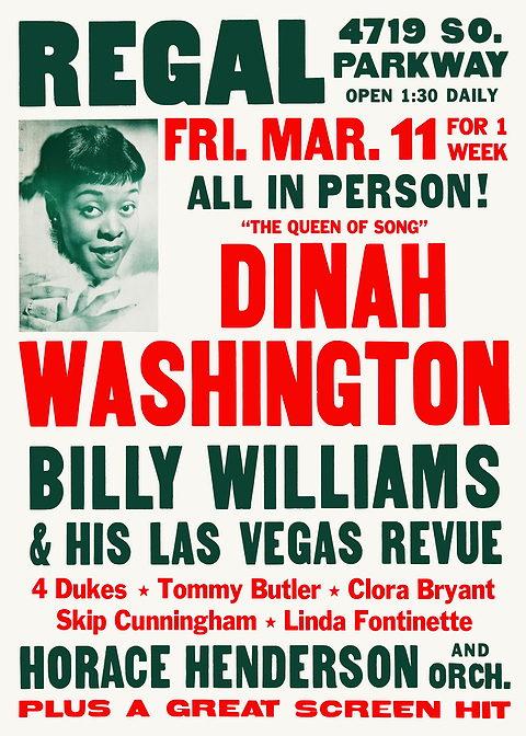 Dinah Washington Concert Poster — retro concert bill printed on metal