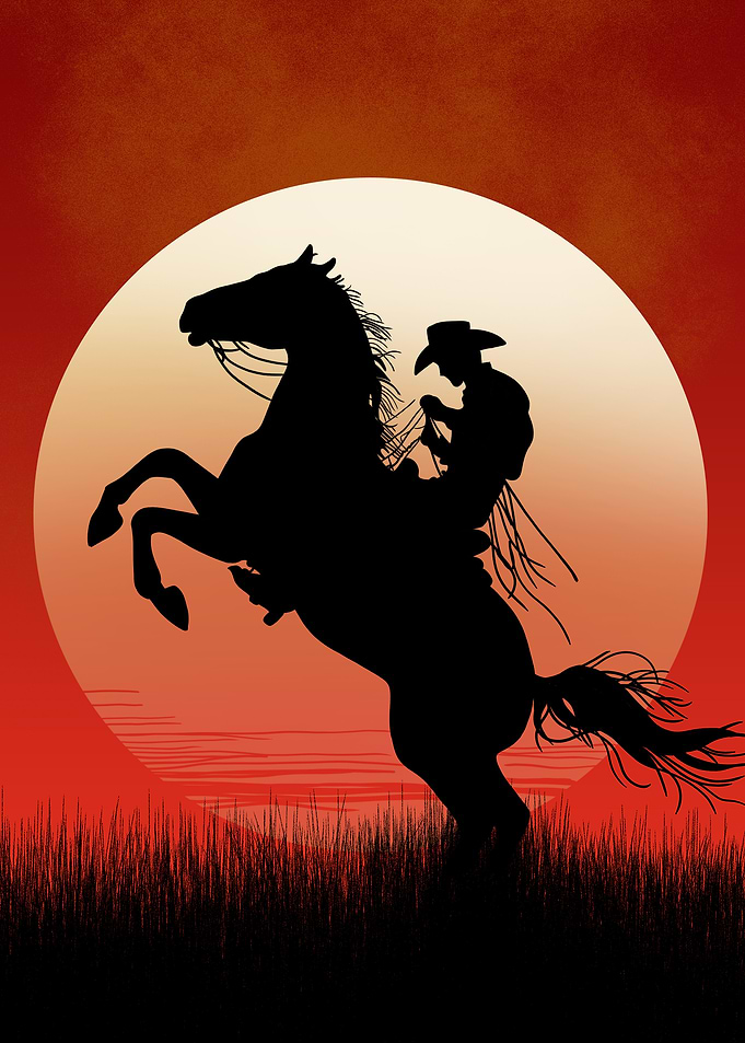 Cowboy Silhouette Sunset