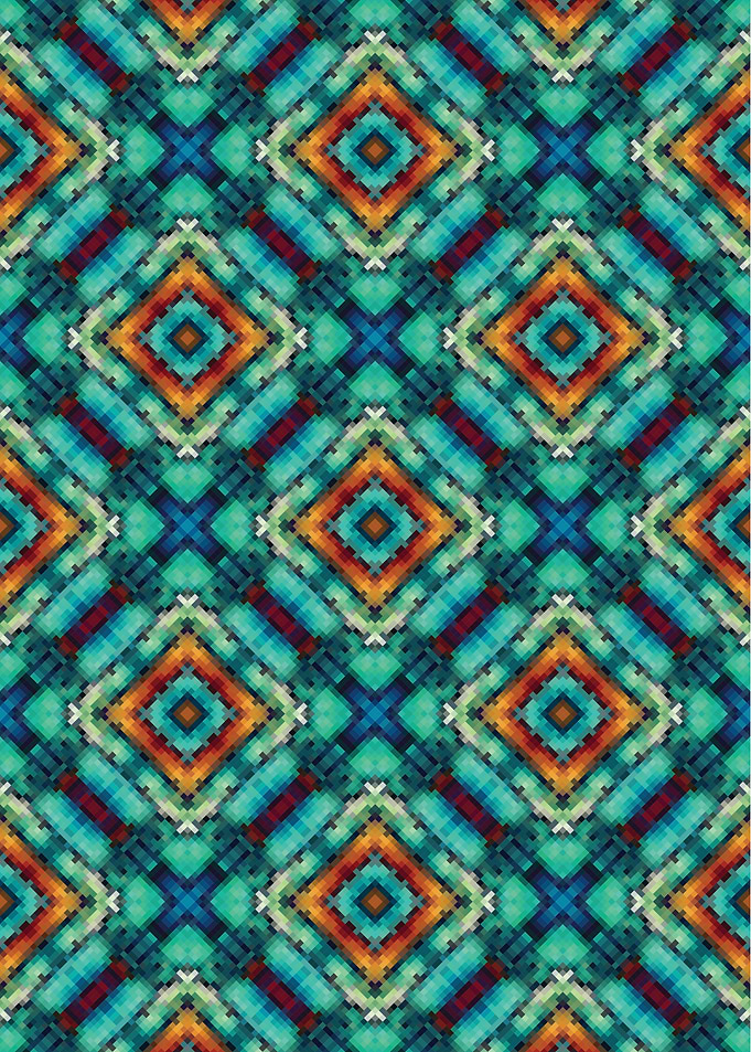 Geometric Teal and Orange Pattern