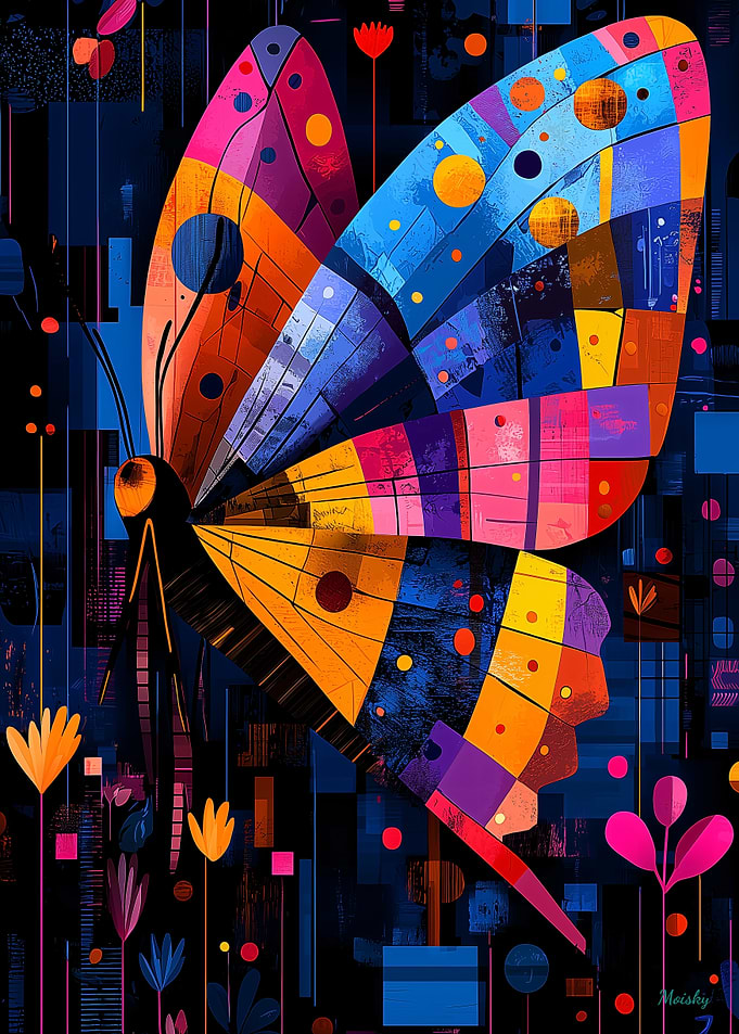 Expressionist Geometry Butterfly Poster – Vibrant Abstract Nature Art