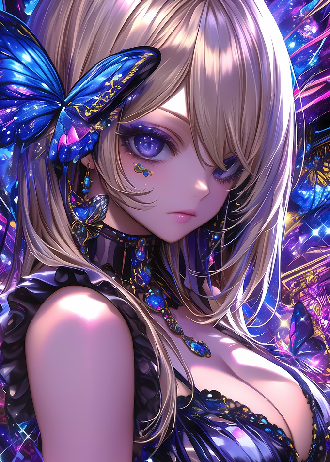 Anime Girl with Butterflies