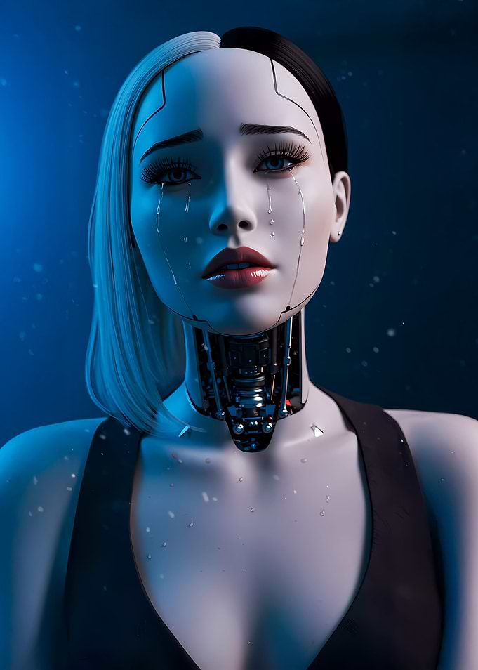 Cyberpunk Woman Crying