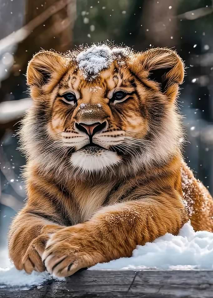 Lion Cub in Winter